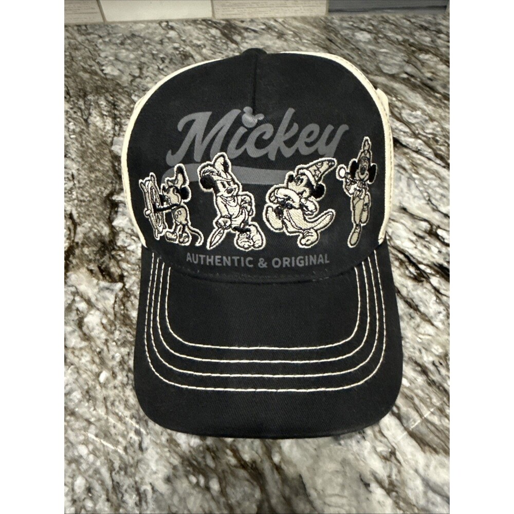 Disney Mickey Mouse Authentic Original Baseball Cap Black Cream Contrast Stitch